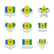 st vincent &amp; the grenadines flags icons and button set