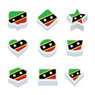 st kitts &amp; nevis flags icons and button set