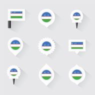 uzbekistan flag and pins for infographic map design