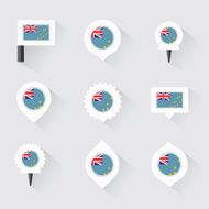 Tuvalu flag and pins for infographic map design
