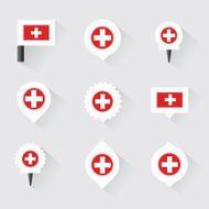 switzerland flag and pins for infographic map design