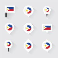 Philippines flag and pins for infographic map design