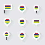 mauritius flag and pins for infographic map design