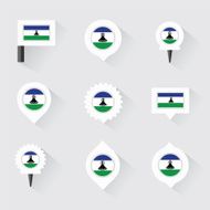 Lesotho flag and pins for infographic map design
