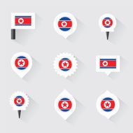 korea north flag and pins for infographic map design