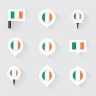 Ireland flag and pins for infographic map design