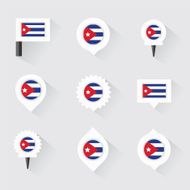 cuba flag and pins for infographic map design