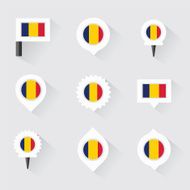 chad flag and pins for infographic map design