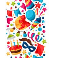 Carnival show and party seamless pattern with celebration objects
