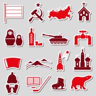 Russia country theme symbols stickers set eps10