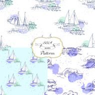 Set seamless patterns with ships