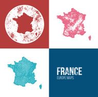 France Grunge Retro Map