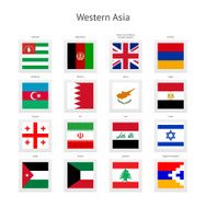 Western Asia Postage Stamp Flags Collection