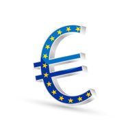 Euro currency gold symbol icon with flag of European Union