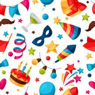 Carnival show and party seamless pattern with celebration objects N2