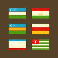 Flags of Uzbekistan Tajikistan Karakalpakstan South Ossetia Crimea and Abkhazia
