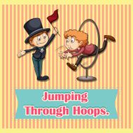Man jumoing through hoops