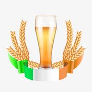 Brewery Label with light beer glass and ribbon