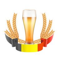 Brewery Label with light beer glass and ribbon N2