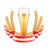 Brewery Label with light beer glass and ribbon N3
