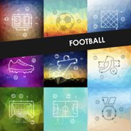 football timeline infographics with blurred background