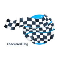 Checkered flag around globe