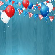 Vector vintage independence 4 July american flag on wood background