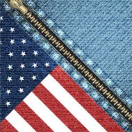 Vector realistic denim background with USA flag