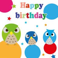 Vector birthday party card with funny birds N2