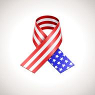 USA Flag Ribbon Vector American Patriotic Sign