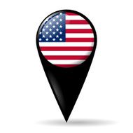 Map pointer with USA flag vector