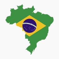Brazilian flag on Brazil map