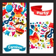 Carnival show and party banners with celebration objects N2