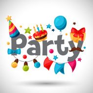 Carnival show and party greeting card with celebration objects N3