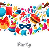 Carnival show and party seamless pattern with celebration objects N4