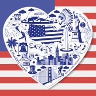 USA Love Isolated set with american vector icons and symbols