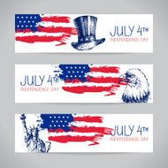 Banners of 4th July backgrounds with American flag Independence