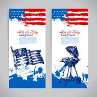 Banners of 4th July backgrounds with American flag Independence N2