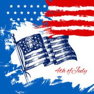 4th of July background with American flag Independence Day vint N2