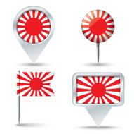 Map pins with Japanese War flag