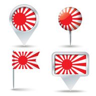 Map pins with Japanese Naval flag