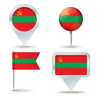 Map pins with flag of Transnistria