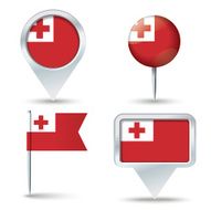 Map pins with flag of Tonga