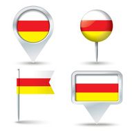 Map pins with flag of South Ossetia