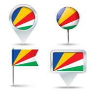 Map pins with flag of Seychelles