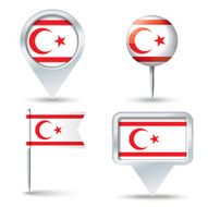 Map pins with flag of Northern Cyprus