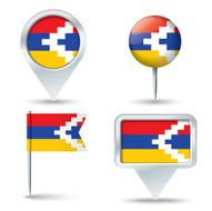 Map pins with flag of Nagorno-Karabakh Republic