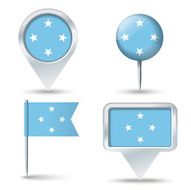 Map pins with flag of Micronesia