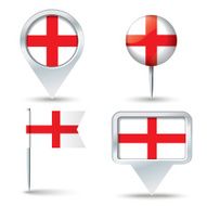 Map pins with flag of England