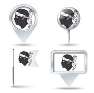 Map pins with flag of Corsica